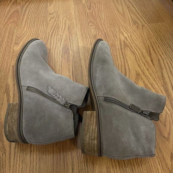 BLONDO neutral suede leather tan side zip waterproof ankle boots size US 9.5 - Picture 4 of 9